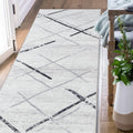jinchan Runner Rug 2x10 Washable Rug Area Rug Moroccan Rug Black Grey Foldable Thin Rug Modern Geometric Accent Rug Soft Rug Indoor Non Slip Gray Carpet Kitchen Living Room Bedroom Dining Room