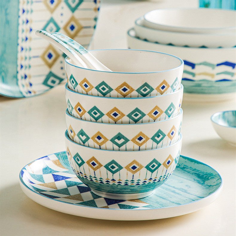 Nordic Style Ceramic Dishes Set for Household Use